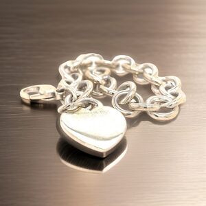 Tiffany & Co Estate Heart Bracelet 7.5" Sterling Silver TIF580